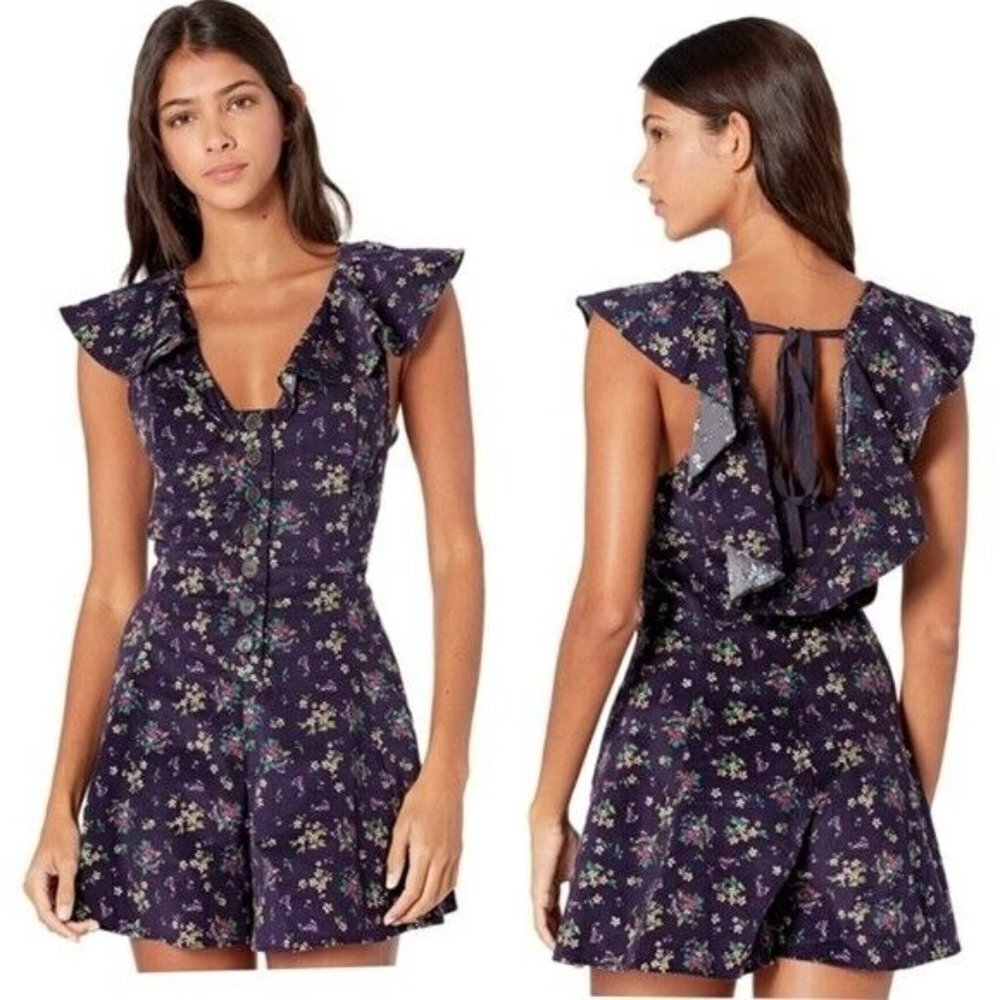 Floral Ruffle Sleeve Jumpsuit - Picture 2 of 12